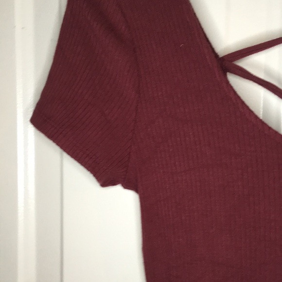 Hollister Red Skater Dress Small Ribbed Strappy Short Sleeve Circle Skirt - Picture 3 of 7